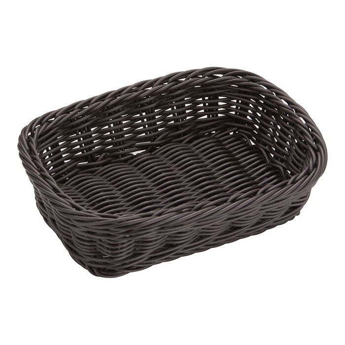 製パン用品・パンスタンド・パンかご お菓子作り・道具 20cm 樹脂バスケット　角長　こげ茶　20cm　(1-1157-0305)