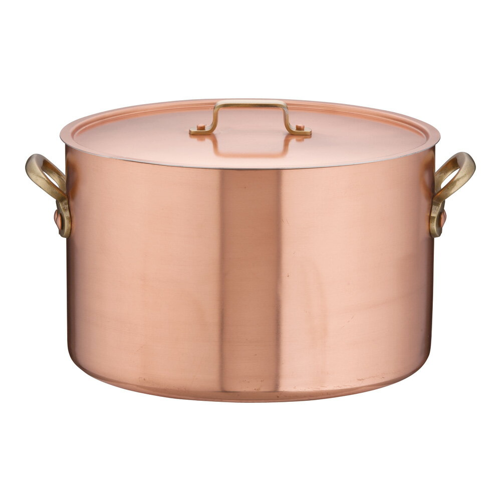 エトール銅 半寸胴鍋 33cm (蓋付) 高級品質の鍋 プロ用 飲食店 厨房 銅製鍋 深型 料理鍋 (1-0033-0206)