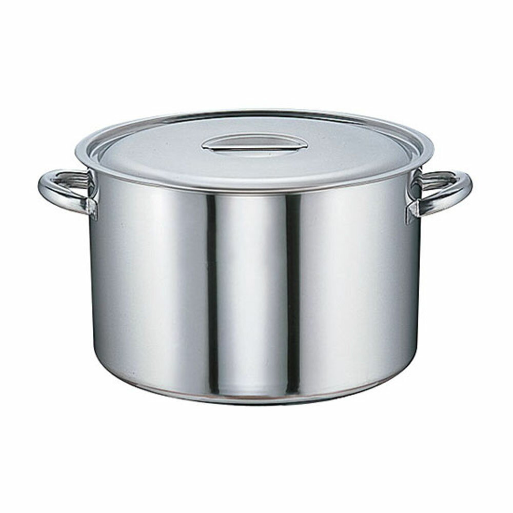 SAモリブデン 半寸胴鍋・耐酸鋼 36cm(目盛付) モリブデンステンレス製 持ちやすい取っ手付き 給食 飲食店 大量調理に (1-0023-0204)