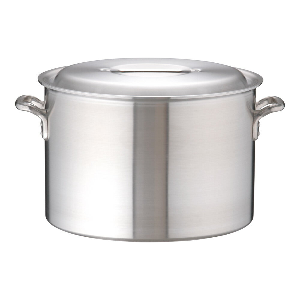 ※代引不可※アルミ DON 半寸胴鍋 51cm (蓋付) 業務用鍋 深型 調理鍋 大型 大容量 AKAO ずんどうなべ スープ カレー 飲食店 給食 (1-0031-0212)