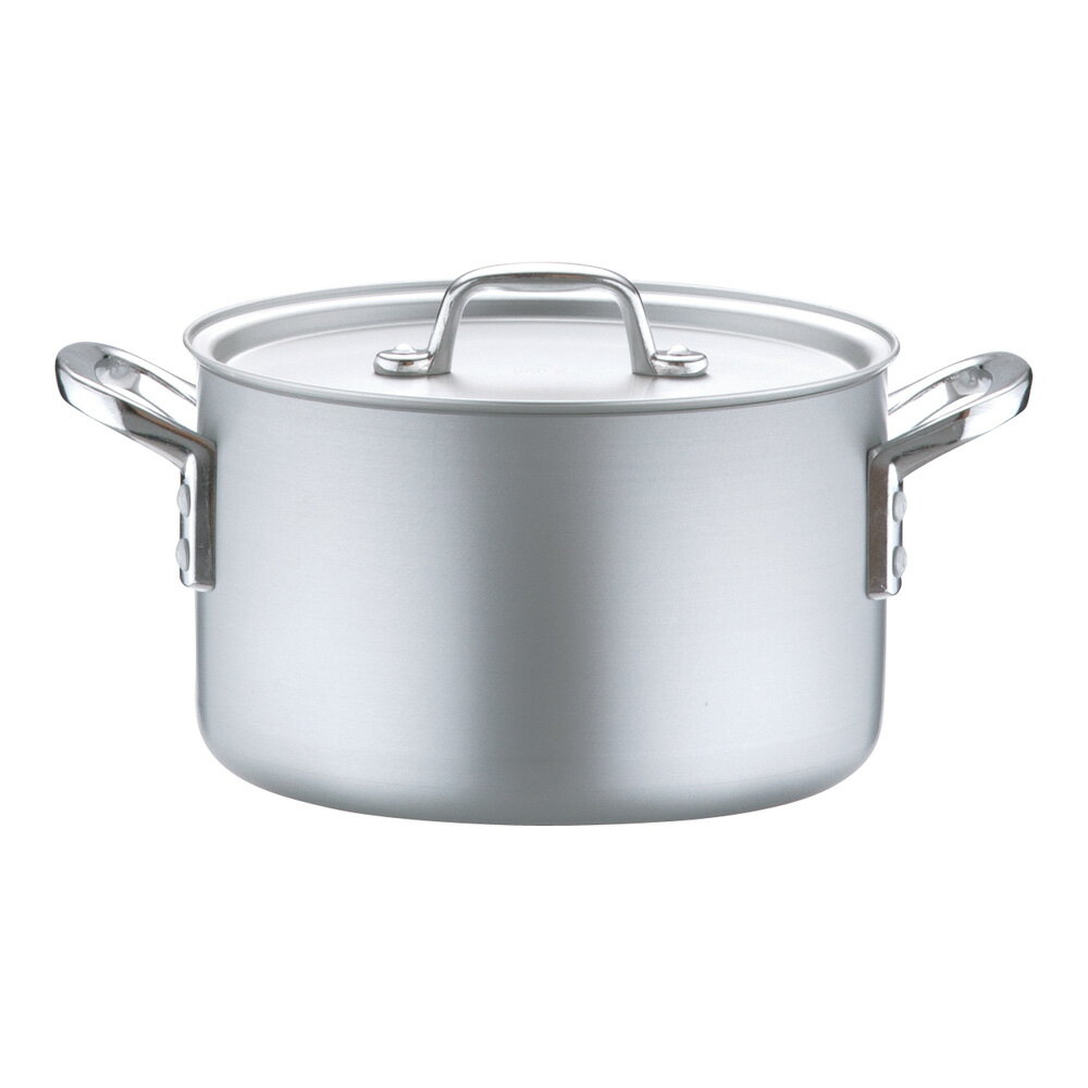 アルミ プロセレクト 半寸胴鍋(目盛付) 21cm 業務用鍋 ガス火専用 料理鍋 両手鍋 深型 飲食店 給食 施設 厨房 (1-0030-0602)