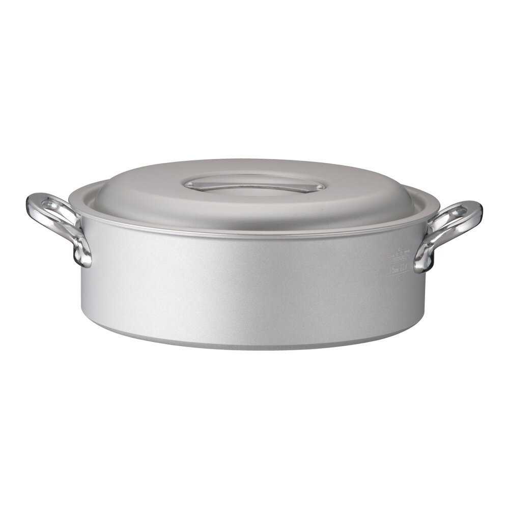 業務用 IH対応 アルミ プロマイスター 外輪鍋 36cm 蓋付 PRO USE MYSTAR 電磁調理器OK 浅型鍋 両手鍋 飲食店 給食 施設 厨房用品 調理道具 (1-0027-0306)