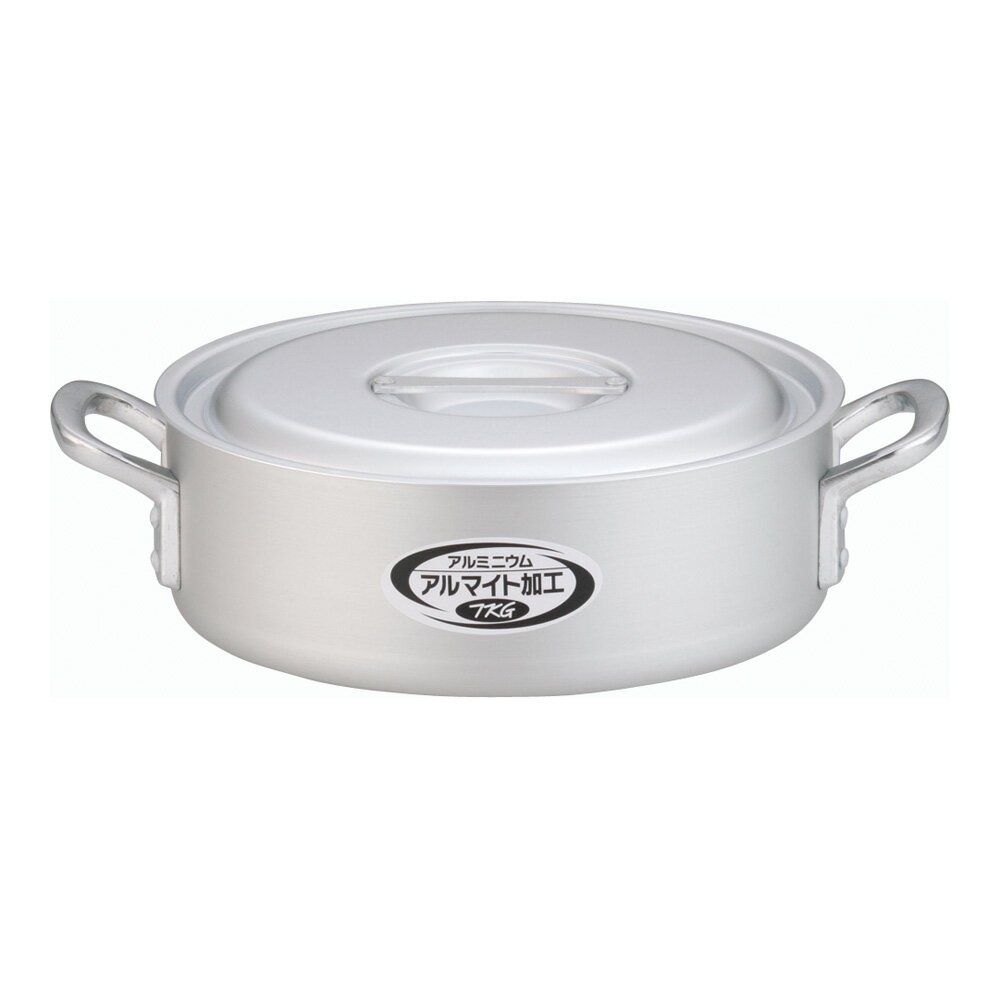 TKG アルミニウム 外輪鍋 目盛付(アルマイト加工) 30cm 業務用鍋 ガス火専用 蓋付 浅型鍋 両手鍋 なべ 飲食店 給食 施設 厨房用品 調理道具 (1-0029-0304)