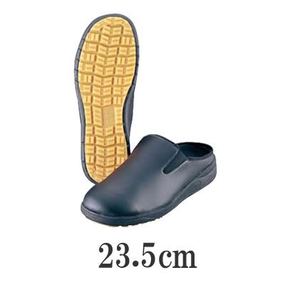 厨房・靴・調理場用ワークシューズ 脱着が簡単なスリッパタイプ アサヒコック102黒　23.5cm(1-1478-0804)