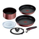インジニオ・ネオ IHルージュ アンリミテッドセット6 T-fal フライパン ソースパン バタフライ ガラス蓋 シールリッド 専用取手 6点セットIH対応1...