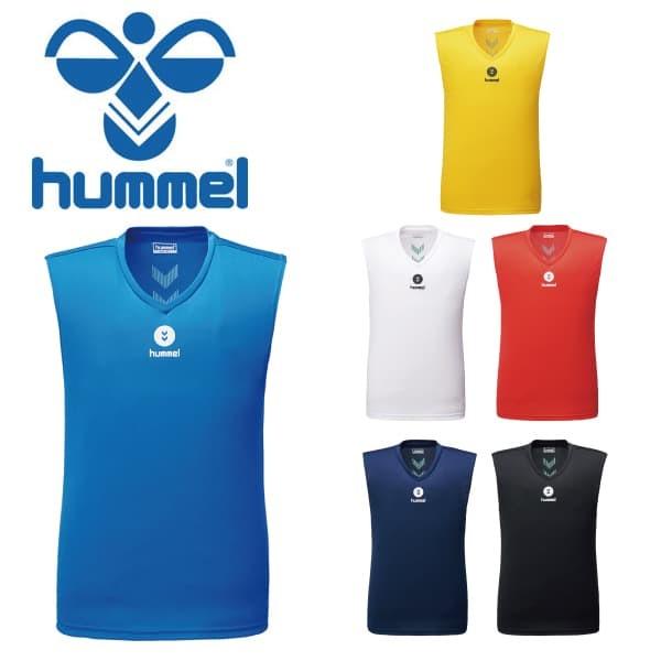 hummel ヒュンメル サッカー フットサル アンダーウェア メンズ つめたインナーシャツ 冷感接触 メッシュ Vネック 吸水速乾性 ノースリーブ HAP5025