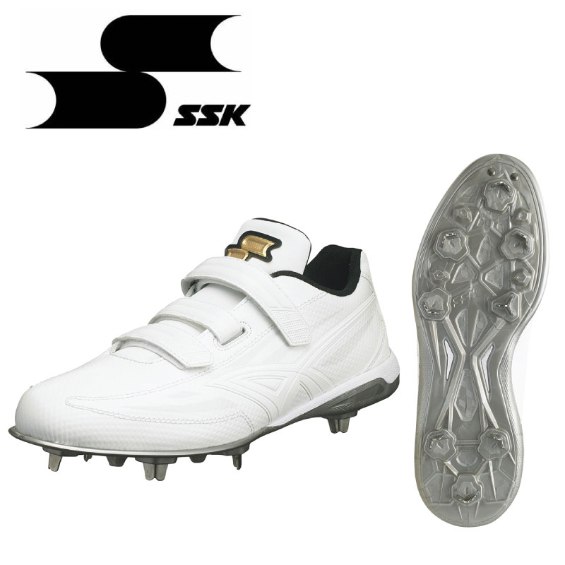 SSK エスエスケイ (ESF3109VW) 野球 スパイク 金具 埋込式 メンズ 白スパイク ベルト 高校野球公認 プロエッジ TT-VW