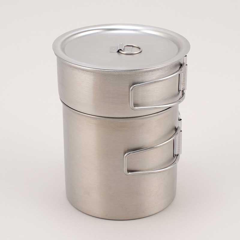 PTYGRACE プリグレース (PY-C011) 2WAYライスクッカーセット 収納袋付 （Made in TUBAME） 炊飯 ステンレス 軽量 コンパクト 食器 調理 料理 湯沸かし 防災 バーベキュー アウトドア キャンプ ソロキャン メイドインツバメ 燕三条製 片力商事