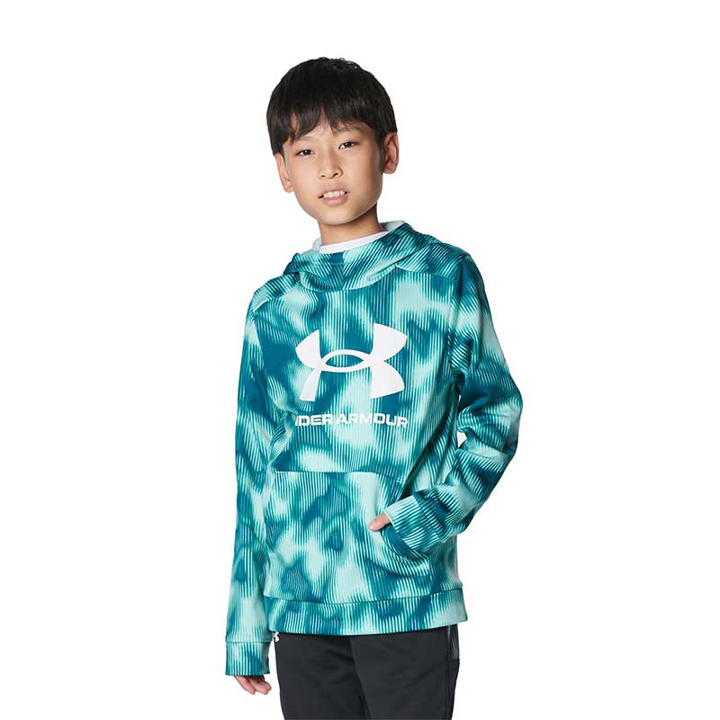 アンダーアーマー UNDER ARMOUR UAアーマーフリース プリント ビッグロゴ フーディー ジュニア ネオターコイズ 1381173