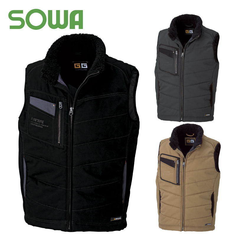 SOWA (5106) 防寒ベスト 作業着 上着 メンズ 男性用 微起毛 綿100% M～LL 【ワ