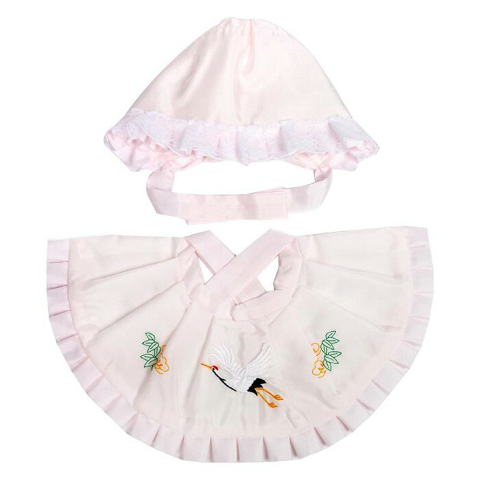 お宮参り フードセット 正絹 (安心の2点セット ) 白 ピンク お宮参り 男の子 女の子 2点セット ( 帽子 よだれかけ ) 初宮詣り お祝い 記念撮影 百日祝い 退院 ギフト