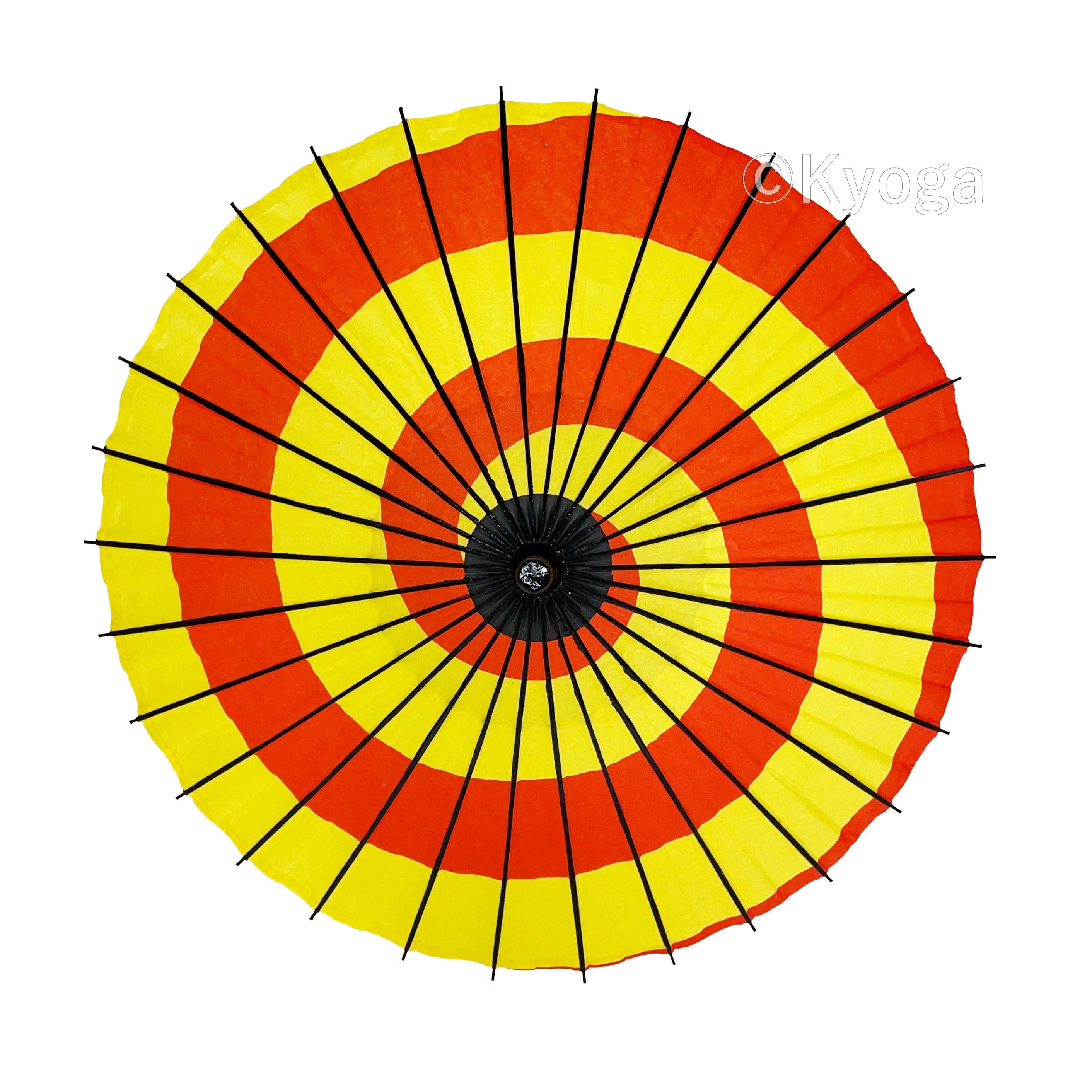 【和傘専門店 恭雅】特注紙厚 紙傘 こども用和傘 黄赤渦 一本棒 直径約66cm 舞踊傘 日傘 七五三 日本舞踊