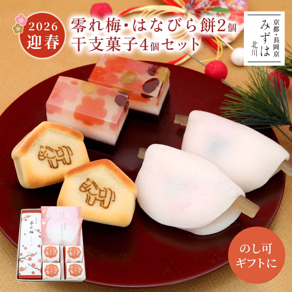 零れ梅・はなびら餅2個・干支菓子午4個セット【予約受付中】【迎春年賀菓子2026】【送料無料】【花びら..