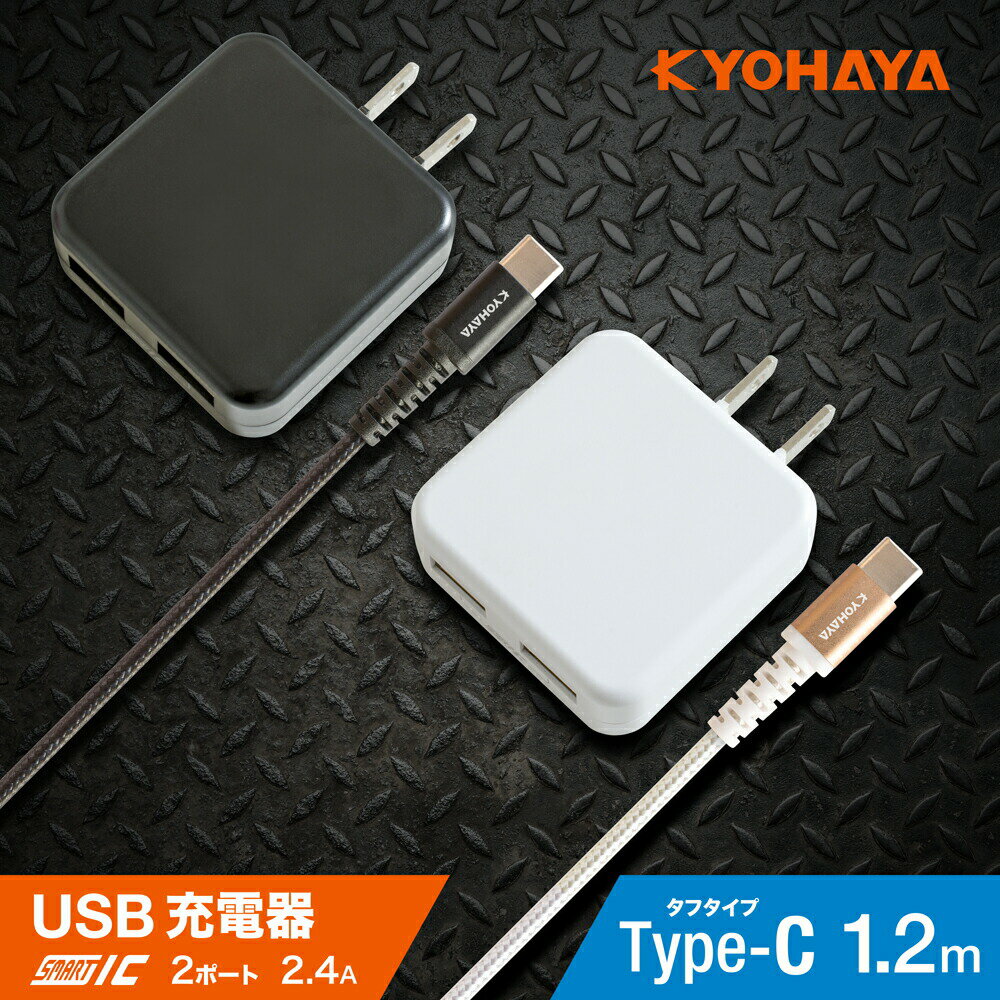 充電器 Type-C USB2ポート 2台同時急速充電器 2