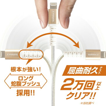iPhone 充電ケーブル 断線防止 MFi 認証 ライトニング ケーブル iPhone11 iPhoneX iPhone8 iPhone7 iPad 各種対応 急速充電 高速データ転送対応 強靭 タフケーブル 1.2m KYOHAYA VPBD120L