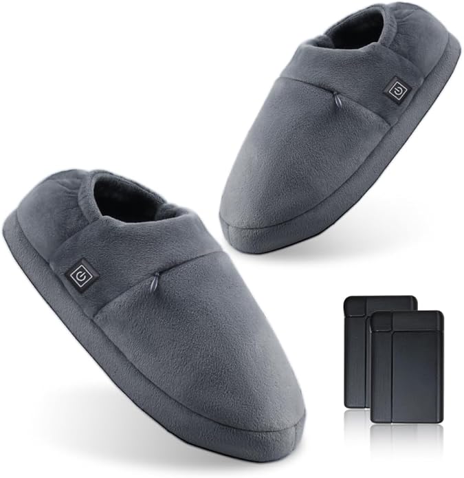 【5秒速暖】電気フットウォーマー 加熱スリッパ 8000mAhバッテリー2個付属 3段階温度調節 45〜65℃ 男女兼用 室内用 洗濯可能 防寒対策