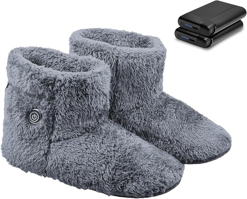 【歩ける電熱スリッパ】電気足温器 ブーツ型ルームシューズ 8000mAh充電式バッテリー付 コードレス 5段階温度調節 日本製ヒーター 男女兼用 M/L 4色