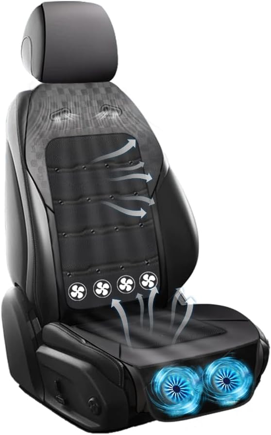 カークールシート 車用送風シート シートクーラー クールシート 車載 シートファン DC12V DC24V対応 無段階風量調節 3Dメッシュ 低騒音 通気性 車用冷却シート 夏 暑さ対策 軽自動車 SUV トラック対応 ドライブ オフィス キャンプ