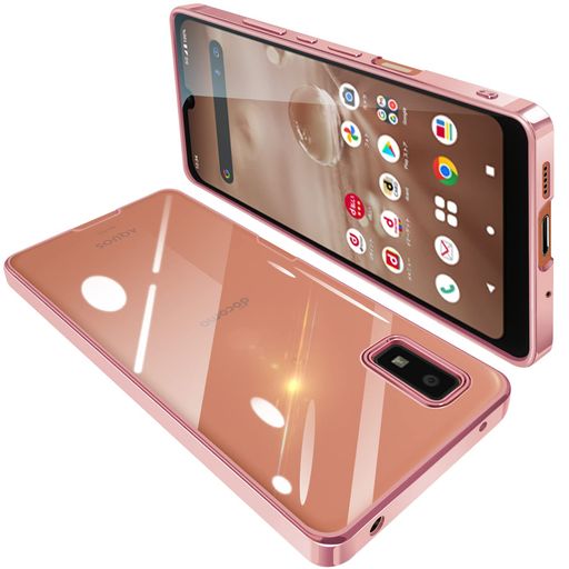 Rakuten - AQUOSWish2ケースAQUOSwishケースSH-51CSHG06クリア透明ガバースマホケース耐衝撃TPU薄型シリコンスリム擦り傷防止黄変防止メッキ加工ストラップホール付き(ローズゴールド)