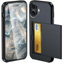 iPhone16ケースカード収納背面米軍MIL規格耐衝撃最強アイフォン16ケースICカード収納落下防止全面保護指紋防止滑り止め擦り傷防止ブラック