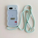 HILEGENERGooglePixel8Aかわいいクリアケース波状フレームクリアストラップショルダー耐衝撃グーグルピクセル8A6.1インチカバー肩掛け斜めかけ縄掛けケース【長さ調整可能シエラブルー縄掛け…