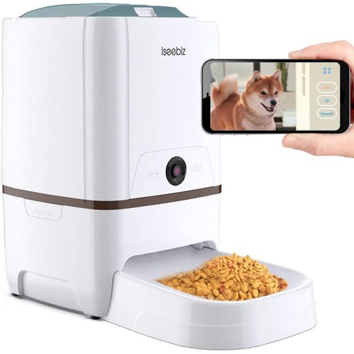 自動給餌器 猫 犬用 ISEEBIZ スマホで遠隔操作 カメラ付きペット自動餌やり機 5L大容量 1日6食まで タイマー式 アプリ対応 録音可 水洗い可能 ビデオカメラ 留守も安心オートペットフィーダー IOS ANDROID対応 日本語対応アプリ