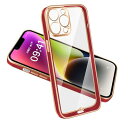 IPHONE13PROケースクリア耐衝撃アイフォン13PROカバーTPU透明レンズ保護ソフトケース軽量スマホケースストラップホール付き衝撃吸収(レッド)(2)