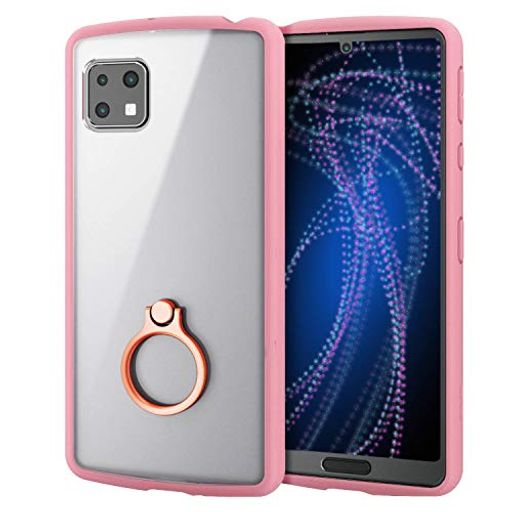 エレコム AQUOS SENSE4/AQUOS SENSE5G/AQUOS SENSE4 LITE/AQUOS SENSE4 BASIC ケース ハイブリッド 耐衝撃 TOUGHSLIM LITE フレームカラー リング付 ピンク
