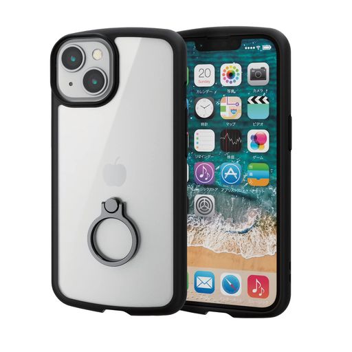 Rakuten - エレコムiPhone14/13ケースカバーリング付き耐衝撃衝撃吸収TOUGHSLIMLITE[全周配置のエアクッションが衝撃を吸収]ストラップホール付きフレームカラー(ブラック)クリアPM-A22ATSLFCRBK