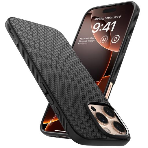 【送料無料】Spigen 【創業18年の技術力】iPhone 16 Pro Max ケース 米軍MIL規格 ストラップホール マット TPU バンパー 耐衝撃 リキッド・エア ACS07988 (マット・ブラック)