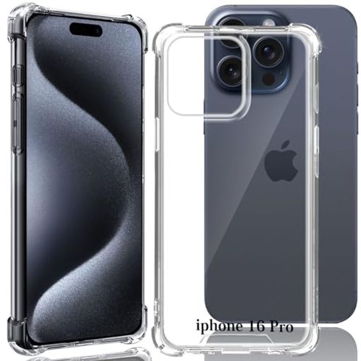 AQXNGiPhone16Pro専用ケースクリア6.3インチ対応アイフォン16プロカバーTPU米軍MIL規格【エアバッグ耐..