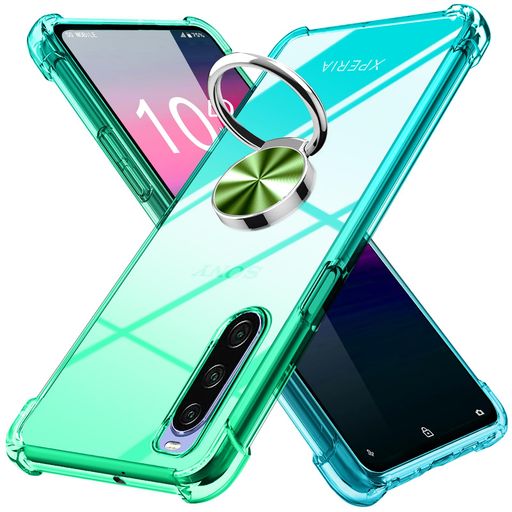 乐天商城 - Xperia10Vケースリング付きクリア薄型グラデーション色ケースSO-52DSOG11ケース軽量tpu耐衝撃スマホケース透明米軍MIL規格取得おしゃれ黄変防止防塵一体型人気車載ホルダーエクスペリア10V