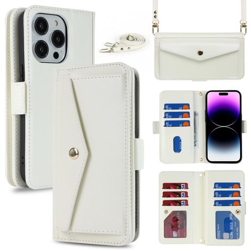 Eastwave for iPhone 14 Pro Max ケース ショルダー クロスボディアイフォン 14promax 留め具 肩がけ 首掛け 斜め掛け カードケース 14 Pro Max for iPhone 手帳型 Case 財布型 カード収納