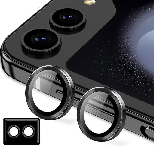 KAKUKIFORGALAXYZFLIP6用カメラフィルムギャラクシーZFLIP6SC-54E用カメラ保護フィルム薄型強化ガラス耐衝撃独立型露出オーバー防止アルミ合金カメラカバー(ブラック)