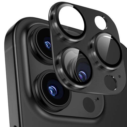 IPHONE 16 PRO カメラ保護 IPHONE 16 PRO MAX カメラ保護【ぴったりフィット一体感 アルミ合金+9H強化ガラス日本旭硝子素材製】全面保護/高透過率 アイフォン16 PRO/16PROMAX レンズカバー ブラック