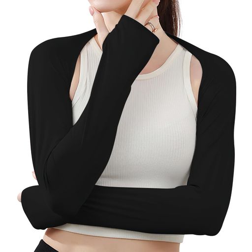 [PALAME]アームカバーレディースボレロ型春夏【アイスシルク・-5°C冷感・手首から肩まで広範囲守り】肩腕カバーアームスリーブUPF50+紫外線対策ひんやり吸汗速乾伸縮性指穴付きアウトド…