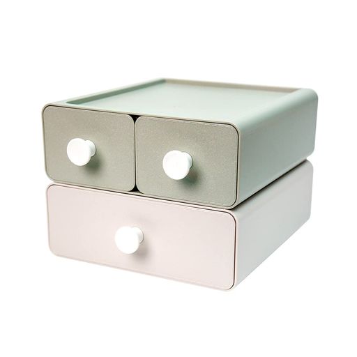 livinbox卓上収納ボックス二段浅型+深型二段引き出しおしゃれ小物入れコンパクトマスク薬スキンケア用..