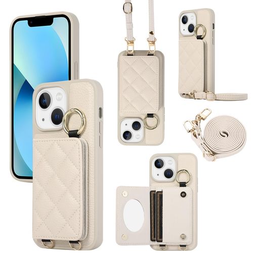 Succtopy iPhone15 ケース 手帳型 ショルダー スマホケース 鏡付き 肩がけ 首掛け 斜め掛け ストラップ着脱可 財布付き リング付き アイフォン15 ケース ストラップ 長さ調整可能 手帳型 マグネ…