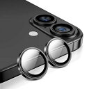 【ガイド枠一体化】MAGIC JOHN IPHONE16/16 PLUS カメラ保護フィルム 黒縁取り オープナー付き 簡単装着 IPHONE16 カメラフィルム 露出オーバー防止 防塵 航空用アルミ合金 カメラカバー ブラック(2)