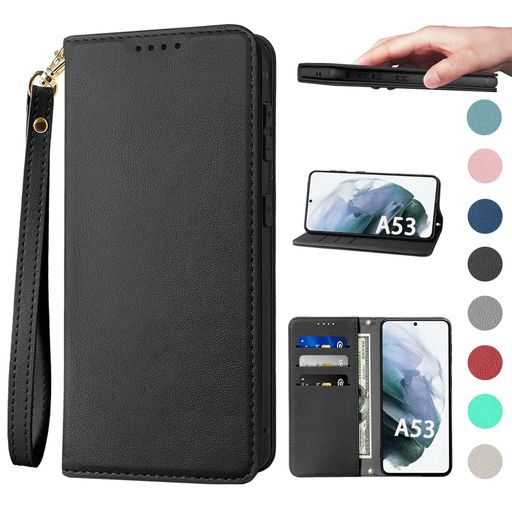 Rakuten - GalaxyA535Gケース手帳スタンド機能皮革内蔵マグネット開閉式ベルトなしスマホケースおしゃれカードポケットブラック