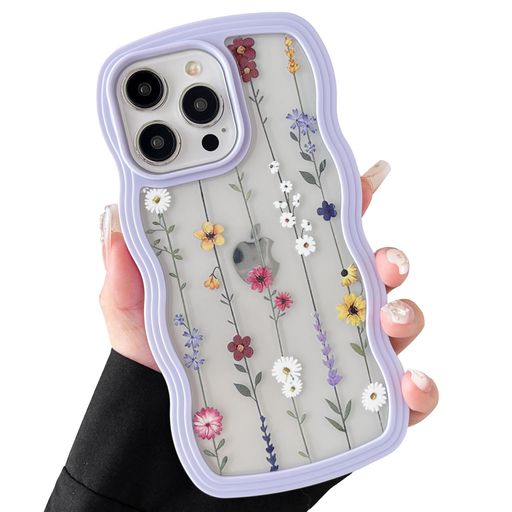 Rakuten - ZTOFERAiPhone16ProMax用波状のケースおしゃれクリアケース人気韓国女子アイフォン16ProMaxウェーブケースかわいい花柄クライミングフラワースマートケース軽量耐衝撃ハードPCソフト
