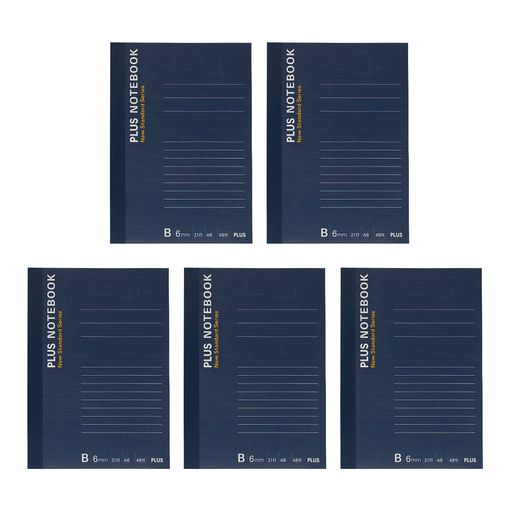 プラスメモ帳ノートブックA65号B罫5冊NO-405BS76-720x5ネイビー