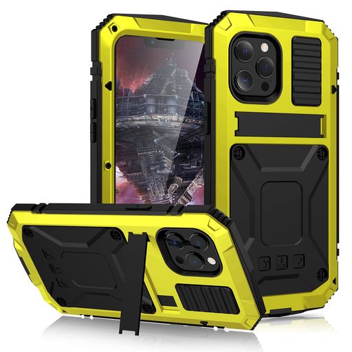 PboyiqiSiPhone13ケース耐衝撃防水防塵三防アイフォン136.1インチアルミケーススタンド機能アルミバンパーケース強化ガラス内蔵最強級金属合金360強力保護軍用耐衝撃ケース(iPhone13