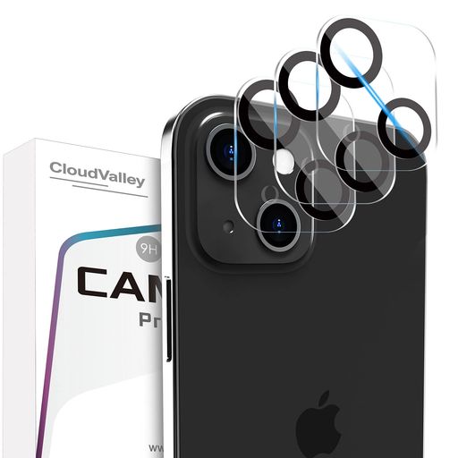 CloudValley[3枚入り]カメラフィルムiPhone13/iPhone13Mini用2眼カメラレンズ保護カバー露出オーバー防止硬度9H強化ガラス耐傷防塵高透過率レンズフィルム
