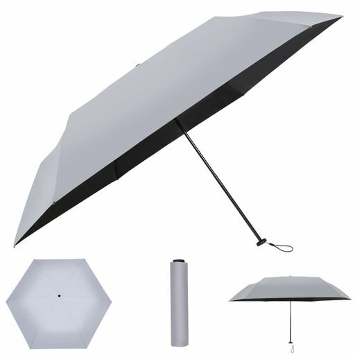 折り畳み日傘超軽量162G晴雨兼用99.9%以上UVカット率99.99%以上遮光率遮熱300T高密生地C6超撥水高強度カーボンファイバー耐風式丈夫折りたたみ携帯用小型軽量傘55CM*6本骨レディースのサムネイル