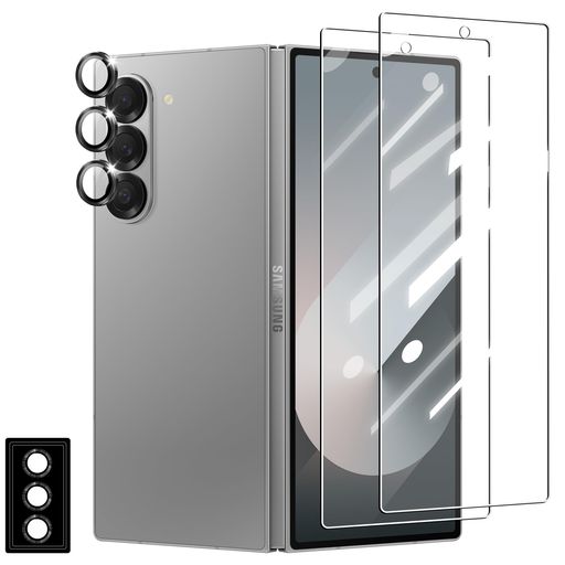 【超薄型·高感度タッチ·指紋認証対応】GalaxyZFold6SC-55Eに特製ガラス保護フィルムとカメラフィルムです。高耐久性防汚のフィルムに特殊コーティングにより指紋や汚れが付きにくくなっています。超薄型保護フィルムは鮮明な99%の高透過率、自然な見た目です。Fold6ガラス縁をラウンド加工することにより滑らかな手触りを実現。3Dラウンドエッジ加工により、横からの衝撃を受け難くします。厚さ0.2mm、何も貼っていないような感じ、手触り感が優れており画面の美しさをお楽しみいただけます。擦り傷防止の透明なカバーで本体の美しさを妨げません、本体とピッタリ密着して違和感がない一体感がすごく格好いいです。液晶保護ガラスフィルムは高品質な専用接着剤を採用し0.01mmの超音波フィルムを採用しており、装着後に指紋を再入力することで、完璧な指紋ロックを実現します。取り付け後の指紋の位置に気泡がないように注意してください。 【飛び散る防止&amp;指紋防止】表面強度指数は9Hで、一般的なフィルムの3倍で万が一、割れてしまった場合にもほとんどガラス破片が飛び散りづらくて安心です。