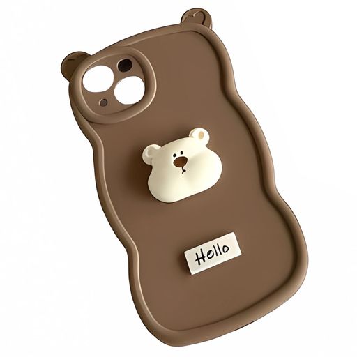 樂天商城 - NICEHOLIiPhone13用ケース日韓風3D漫画ハローベア細穴保護カバーケアクマ耳ソフトエッジ人気TPUフルパッケージストラップホール付き漫画インス風シリコンかわいいキャラクタークマ3D効果