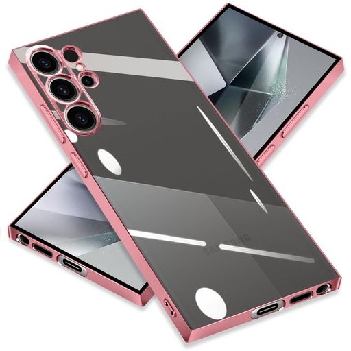Rakuten - ZHUAZHULEGalaxyS24Ultra5Gケースクリアギャラクシースマホケースメッキ加工耐衝撃カバー透明TPUレンズ保護ストラップホール付き薄型黄変防止擦り傷防止人気(ローズゴールド)