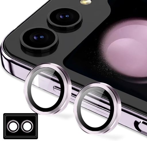 KAKUKI FOR GALAXY Z FLIP 6 用 カメラフィルム ギャラクシーZ FLIP 6 SC-54E 用 カメラ保護フィルム 薄型 強化ガラス 耐衝撃 独立型 露出オーバー防止 アルミ合金 カメラカバー (パープル)