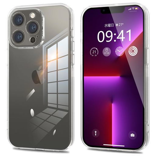 樂天商城 - fuweisitong用のiPhone13ProMaxケースクリアカメラ保護薄型TPU軽量変形防止人気スリムソフトアイフォン13ProMaxカバー衝撃吸収ストラップホール付き(クリア)